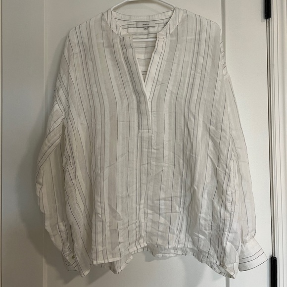 Vince Draped Striped Pullover Blouse - Picture 1 of 12